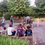 In the flower gardens