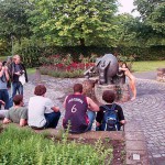 In the flower gardens