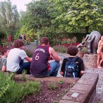 In the flower gardens