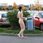 On a parking lot and in the center