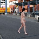 On a parking lot and in the center