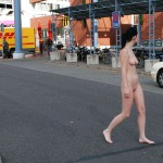 On a parking lot and in the center