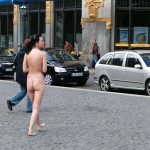 On a parking lot and in the center