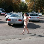 On a parking at a hot dog stand