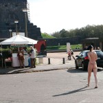 On a parking at a hot dog stand