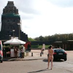 On a parking at a hot dog stand