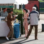 On a parking at a hot dog stand