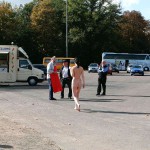 On a parking at a hot dog stand