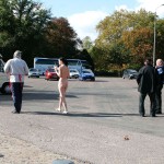 On a parking at a hot dog stand