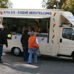 On a parking at a hot dog stand