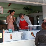 On a parking at a hot dog stand