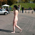 On a parking at a hot dog stand