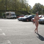 On a parking at a hot dog stand