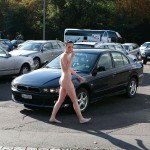 On a parking at a hot dog stand