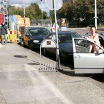 On a parking at a hot dog stand