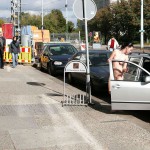 On a parking at a hot dog stand