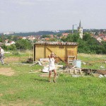 At a construction site