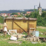 At a construction site