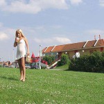 In front of a fast food