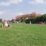 In front of a fast food