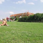 In front of a fast food