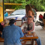 On a long walk in a huge park