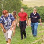 On a long walk in a huge park