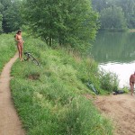 At a lake in a leisure area
