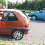 Washing the car at a gas station