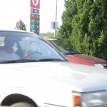 Washing the car at a gas station