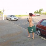 Washing the car at a gas station