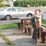 Washing the car at a gas station