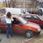 Christmas girl in the snow