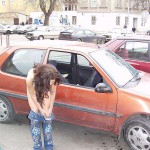 Christmas girl in the snow