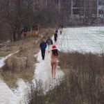 Christmas girl in the snow