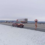Christmas girl in the snow