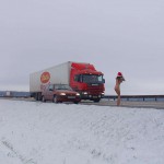 Christmas girl in the snow