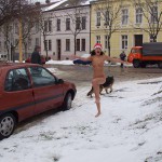 Christmas girl in the snow