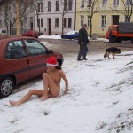 Christmas girl in the snow