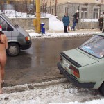 Christmas girl in the snow