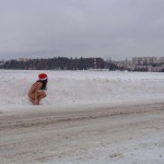 Christmas girl in the snow