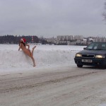 Christmas girl in the snow