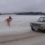 Christmas girl in the snow