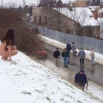 Christmas girl in the snow