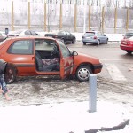 Christmas girl in the snow