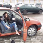 Christmas girl in the snow