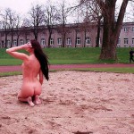 At the riverside on a running track