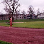 At the riverside on a running track