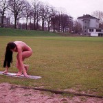 At the riverside on a running track