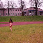 At the riverside on a running track